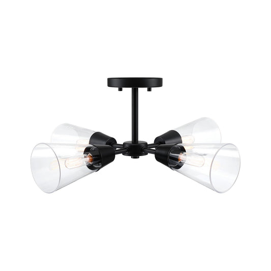 Norro Four Light Semi Flush Mount in Matte Black