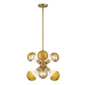 Gambit Six Light Pendant in Brushed Gold