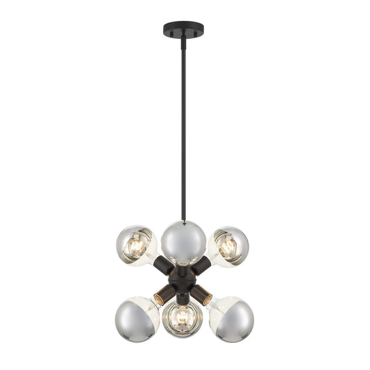 Gambit Six Light Pendant in Matte Black