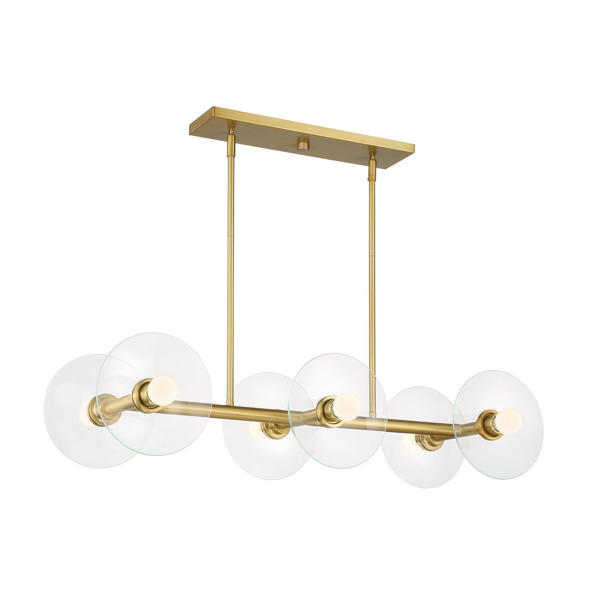 Litto Six Light Island Pendant in Brushed Gold
