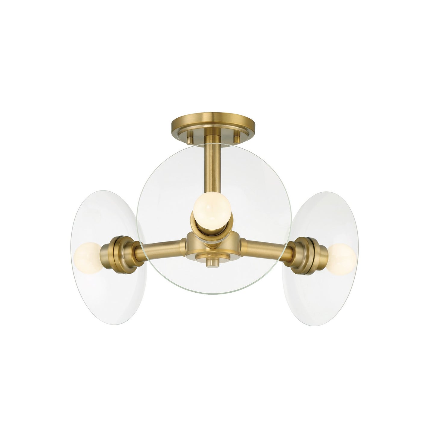 Litto Three Light Semi Flush Mount in Brushed Gold