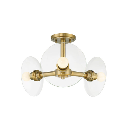 Litto Three Light Semi Flush Mount in Brushed Gold