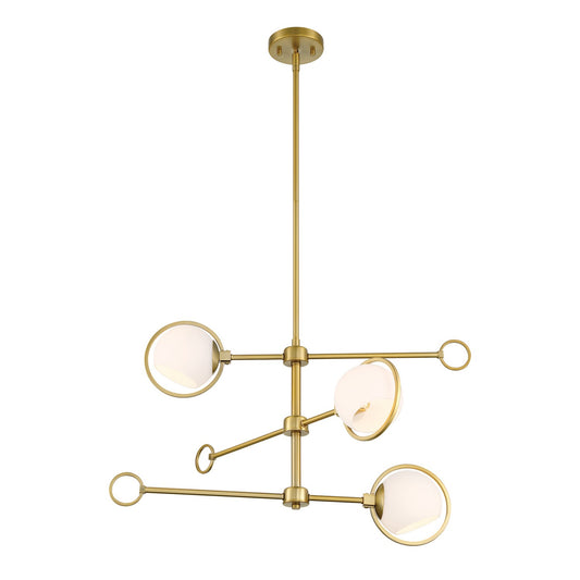 Teatro Three Light Chandelier in Brushed Gold