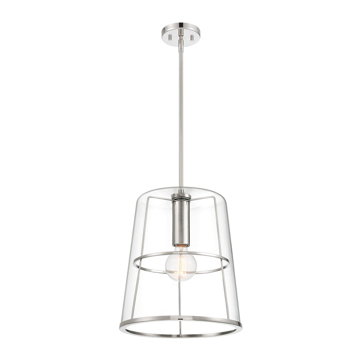 Alonzo One Light Pendant in Polished Nickel
