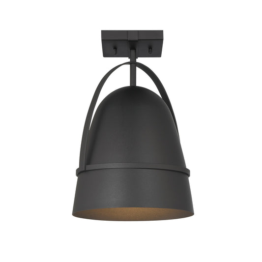 Rue One Light Semi Flush Mount in Black