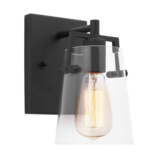 Crofton One Light Wall Sconce in Midnight Black