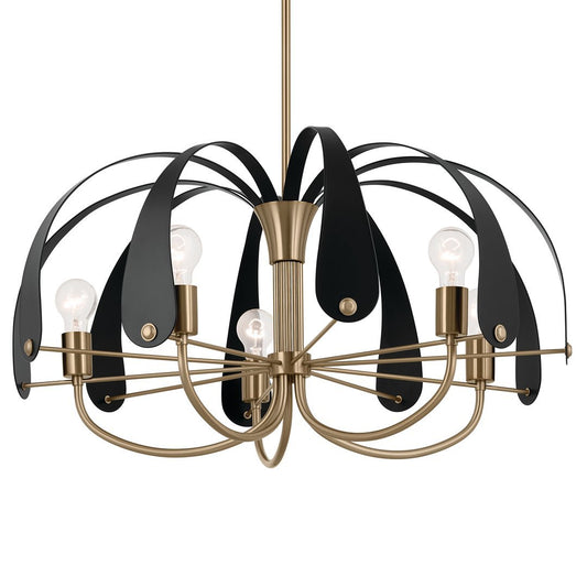 Petal Five Light Chandelier in Champagne Bronze