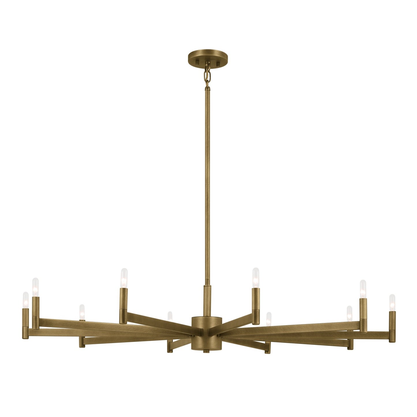 Erzo Ten Light Chandelier in Natural Brass