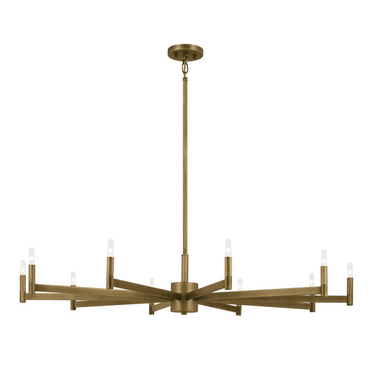 Erzo Ten Light Chandelier in Natural Brass