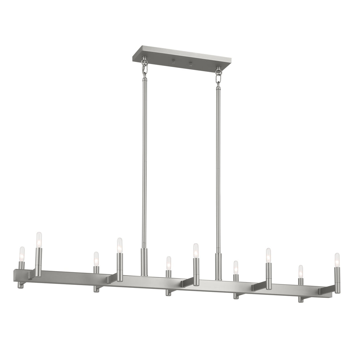Erzo Ten Light Linear Chandelier in Satin Nickel