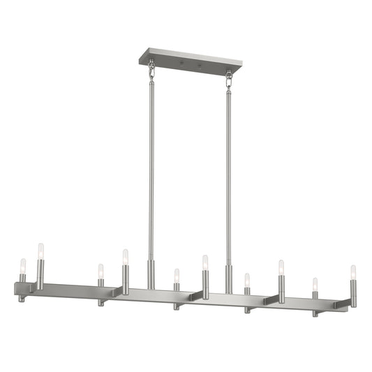 Erzo Ten Light Linear Chandelier in Satin Nickel
