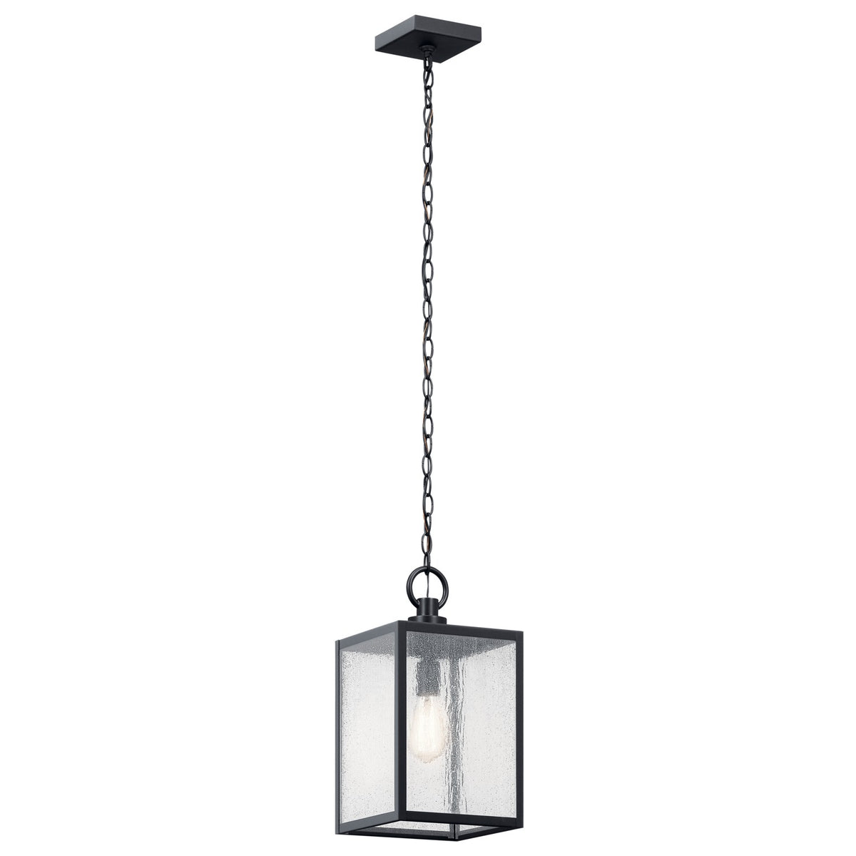 Lahden One Light Outdoor Pendant / Semi Flush in Black Textured