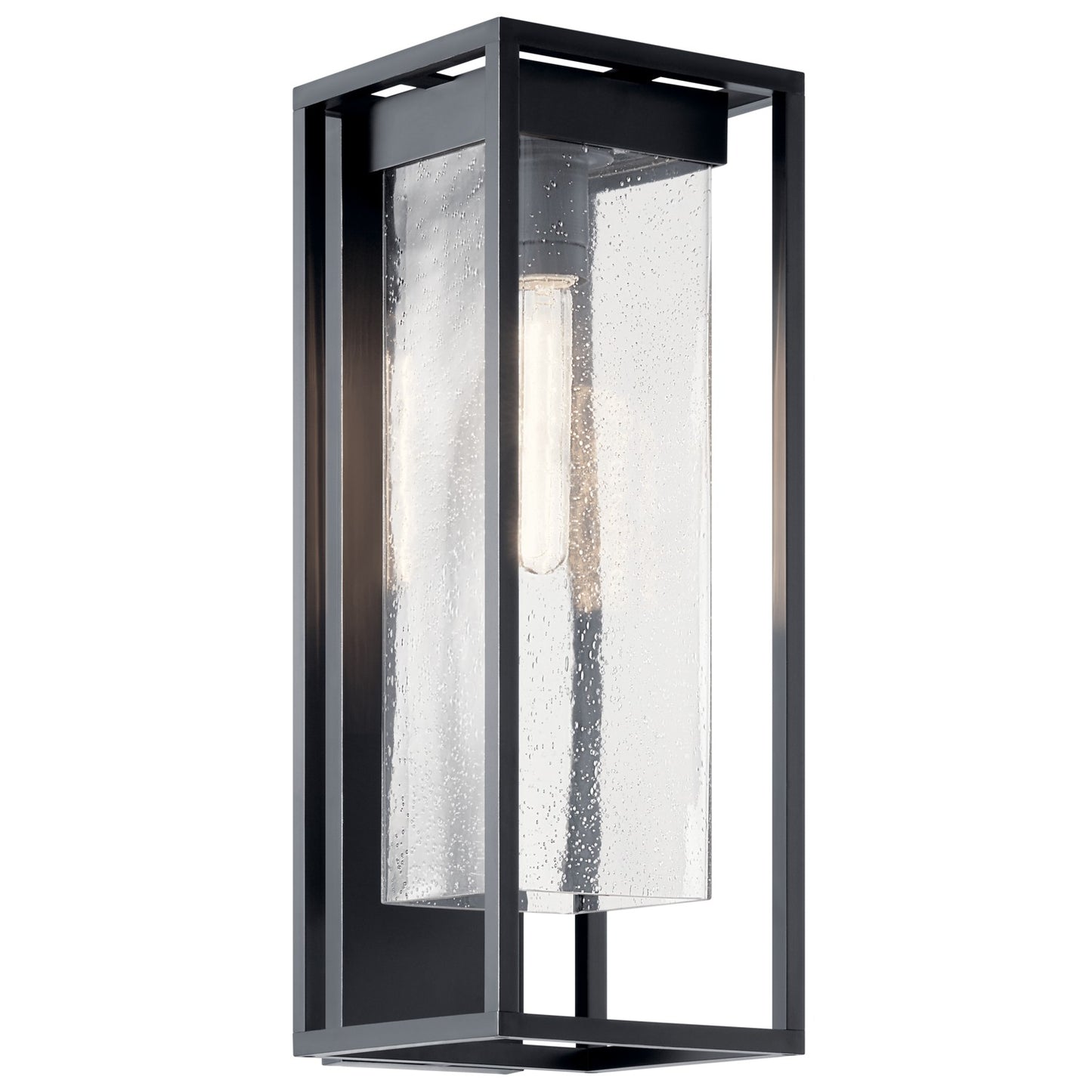 Mercer One Light Outdoor Wall Mount in Black With Silver Highlights
