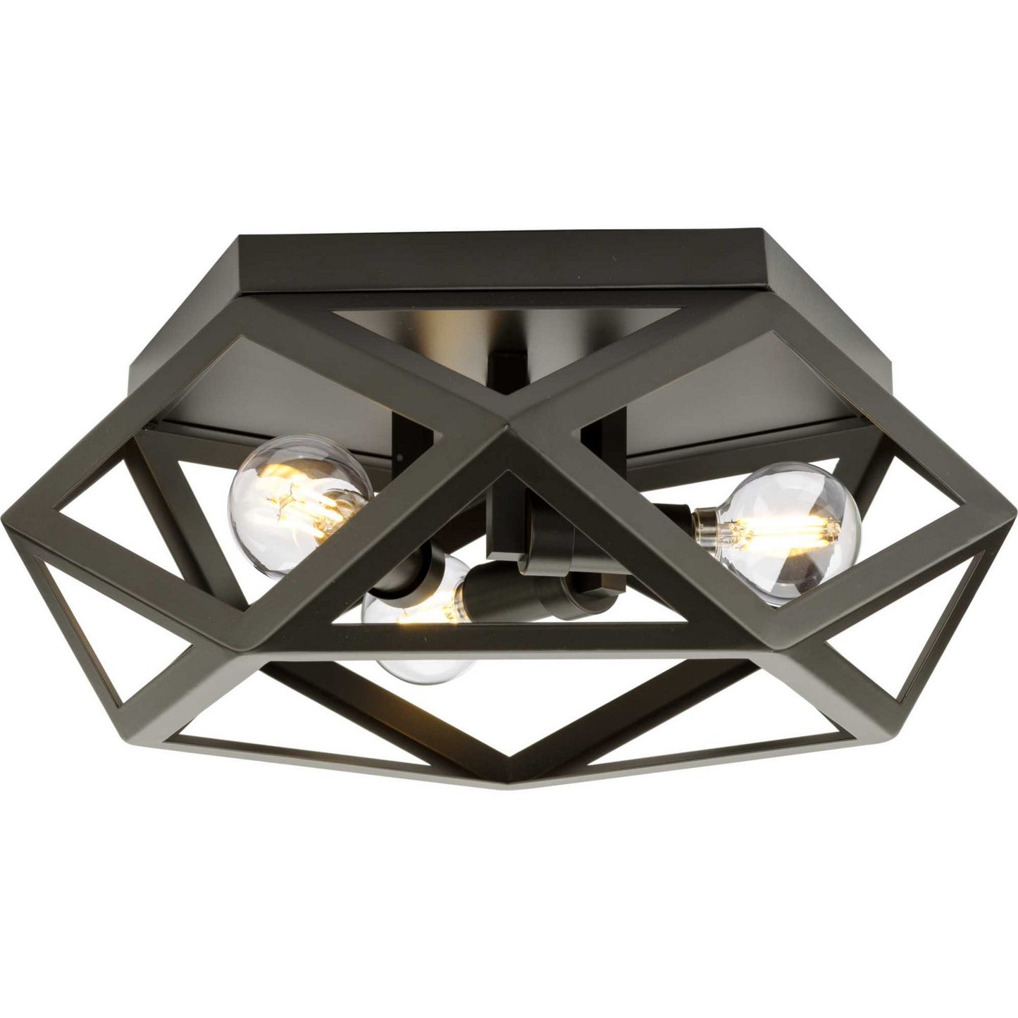 Saucedo Three Light Flush Mount in Architectural Bronze