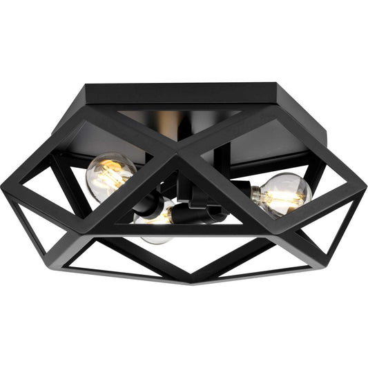 Saucedo Three Light Flush Mount in Matte Black
