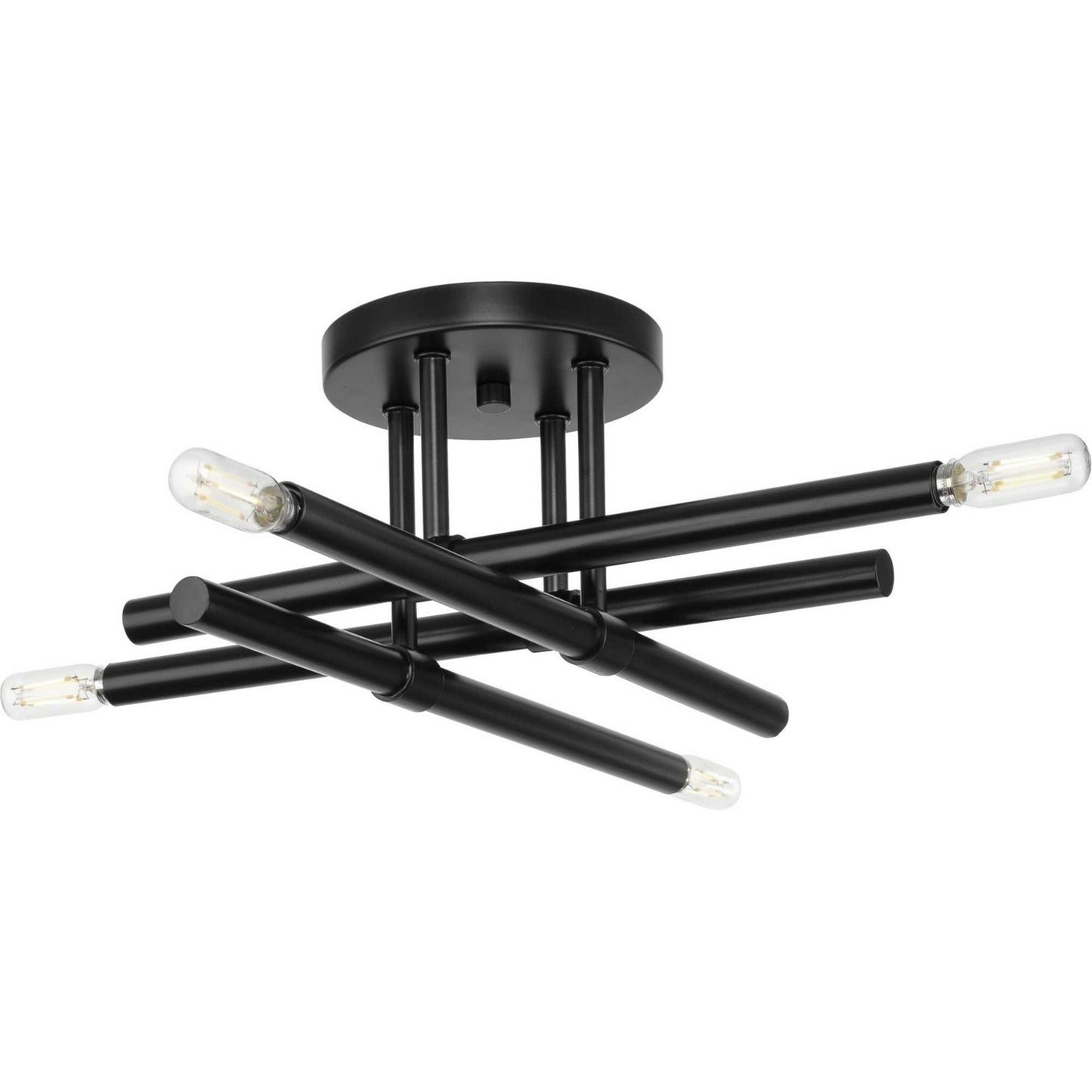 Arya Four Light Semi Flush Mount in Matte Black