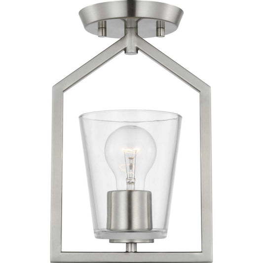 Vertex One Light Semi Flush Mount in Brushed Nickel