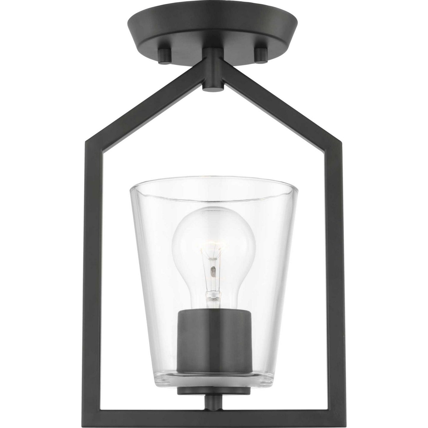 Vertex One Light Semi Flush Mount in Matte Black