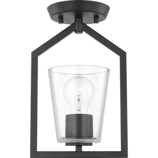 Vertex One Light Semi Flush Mount in Matte Black