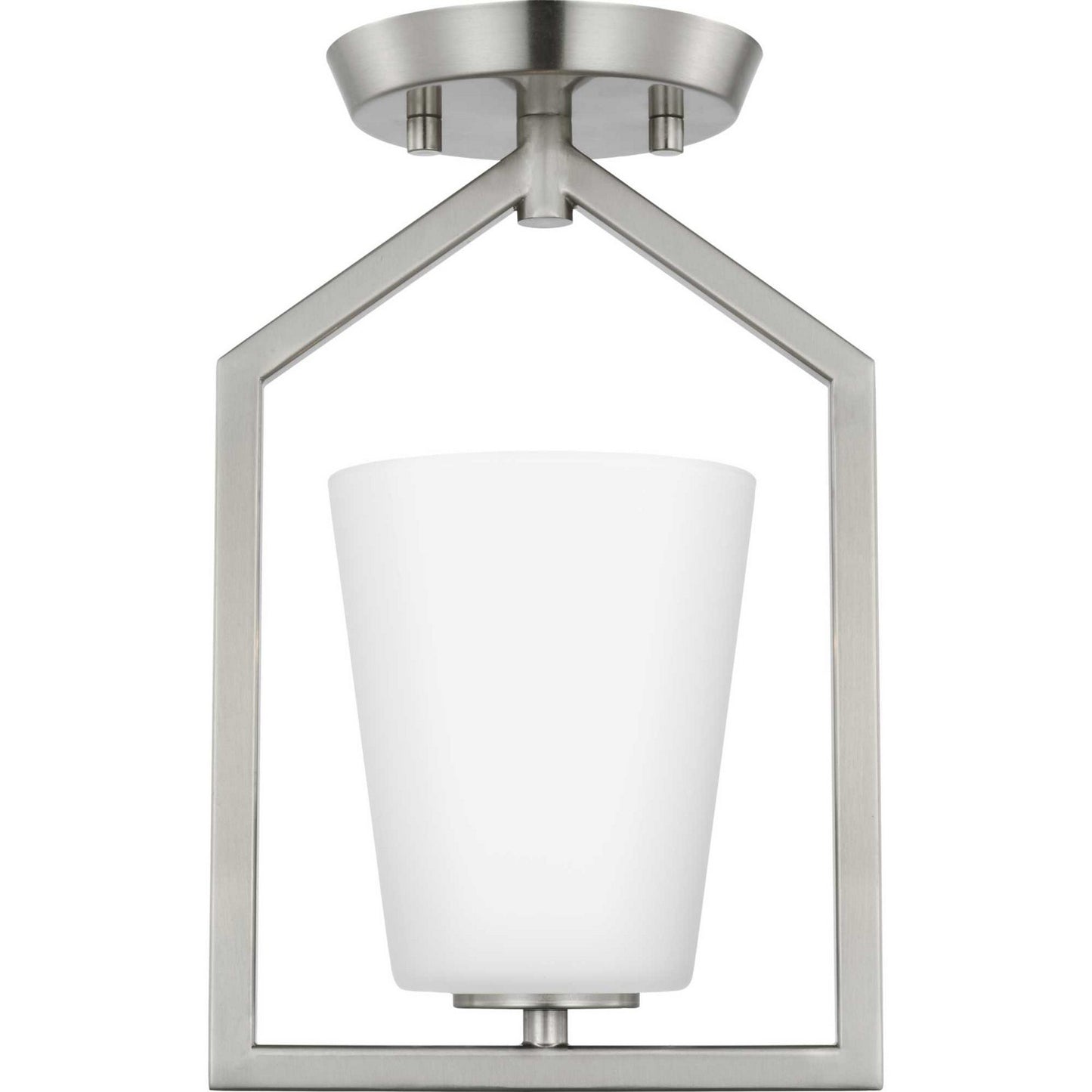 Vertex One Light Semi Flush Mount in Brushed Nickel