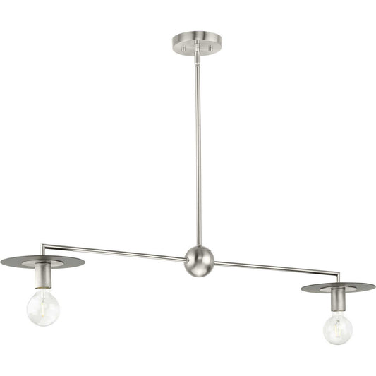 Trimble Two Light Linear Chandelier in Brushed Nickel