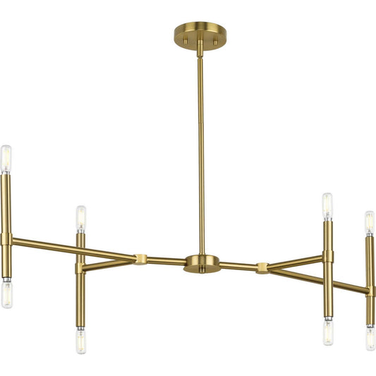 Arya Eight Light Linear Chandelier in Brushed Gold