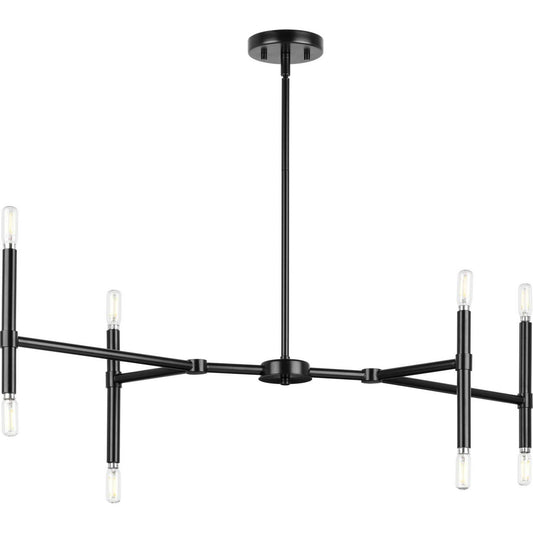 Arya Eight Light Linear Chandelier in Matte Black