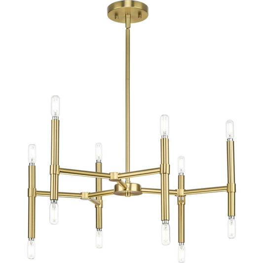 Arya 12 Light Chandelier in Brushed Gold