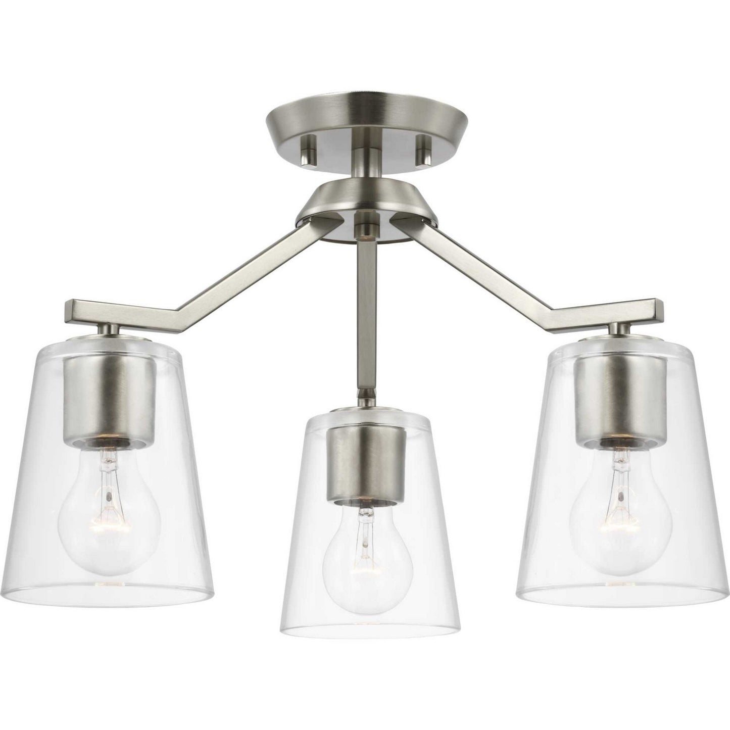 Vertex Three Light Chandelier Conv in Brushed Nickel