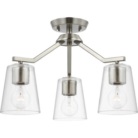 Vertex Three Light Chandelier Conv in Brushed Nickel