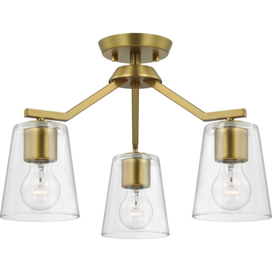 Vertex Three Light Chandelier Conv in Brushed Gold