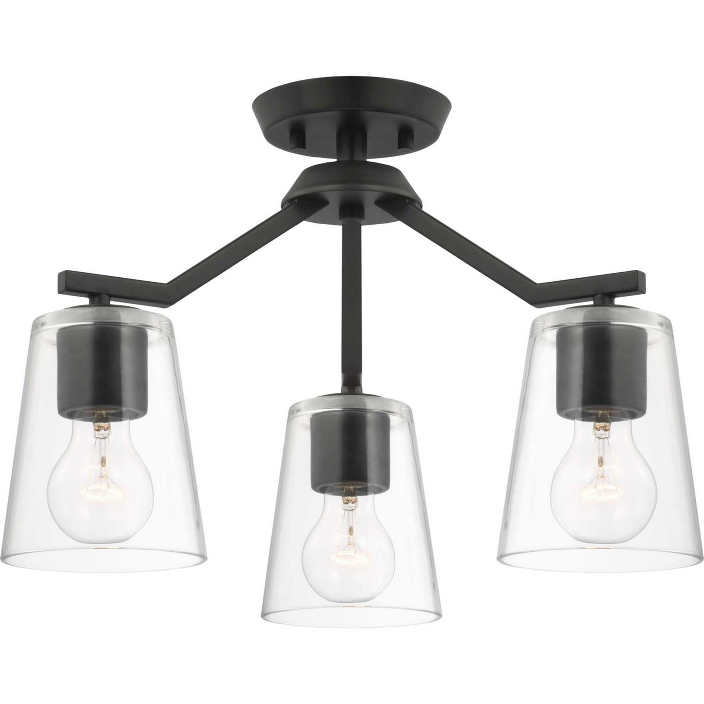 Vertex Three Light Chandelier Conv in Matte Black