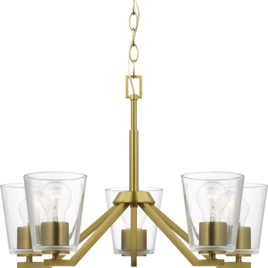 Vertex Five Light Chandelier in Brushed Gold