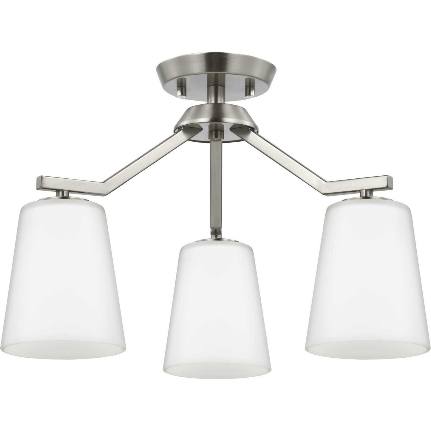 Vertex Three Light Chandelier Conv in Brushed Nickel