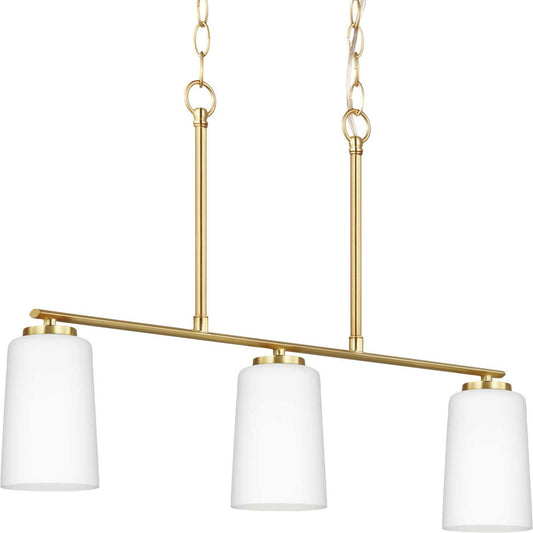 Adley Three Light Linear Chandelier in Satin Brass