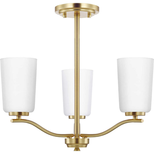 Adley Three Light Chandelier Conv in Satin Brass