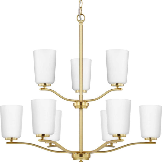 Adley Nine Light Chandelier in Satin Brass