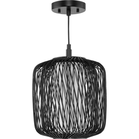 Cordova One Light Mini Pendant in Black Rattan