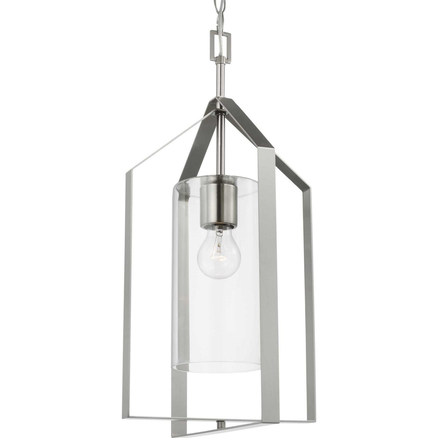 Vertex One Light Foyer Pendant in Brushed Nickel
