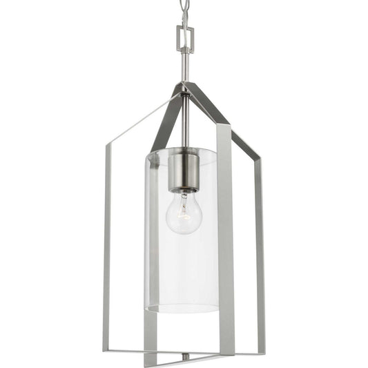 Vertex One Light Foyer Pendant in Brushed Nickel