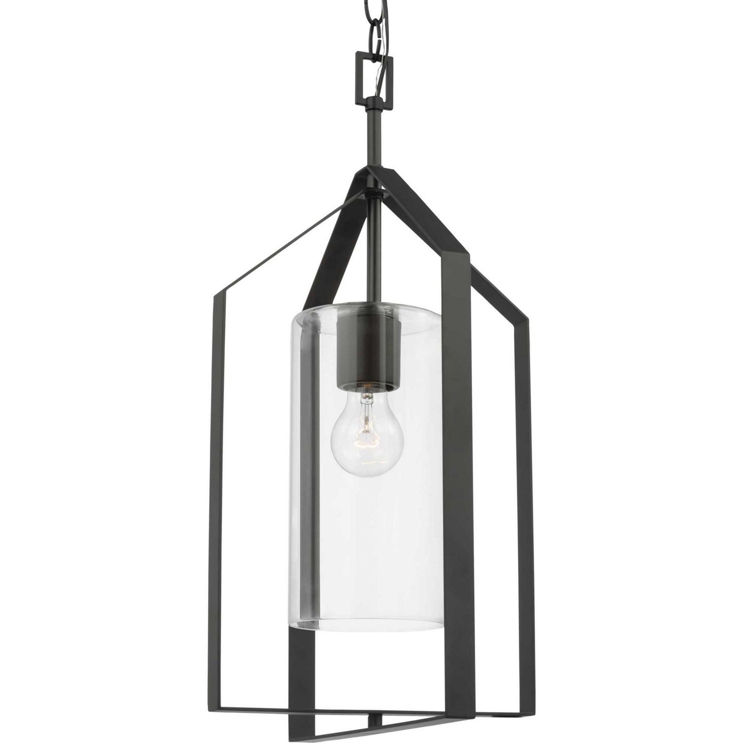 Vertex One Light Foyer Pendant in Matte Black