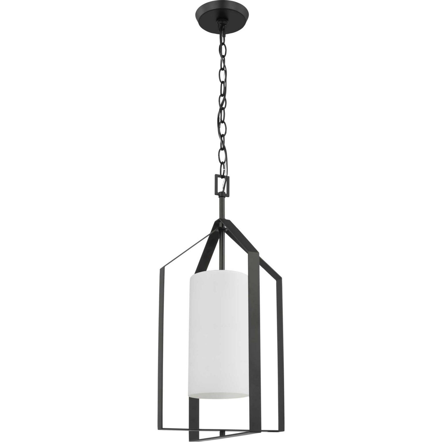 Vertex One Light Foyer Pendant in Matte Black