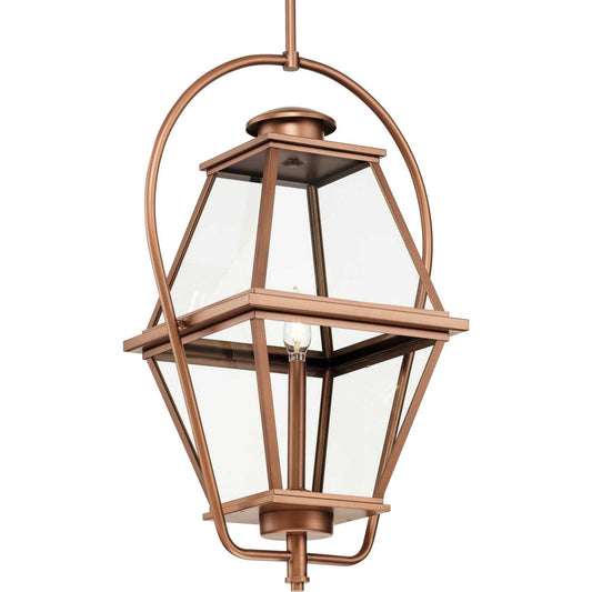 Bradshaw One Light Outdoor Hanging Lantern in Antique Copper