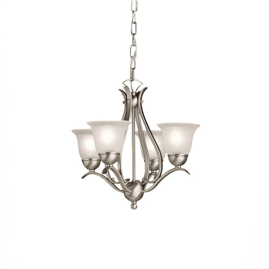 Dover Four Light Mini Chandelier in Brushed Nickel