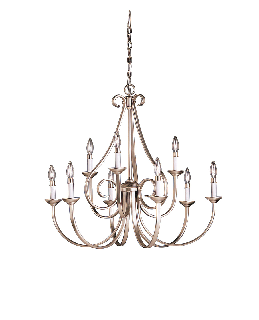 Dover Nine Light Chandelier in Brushed Nickel