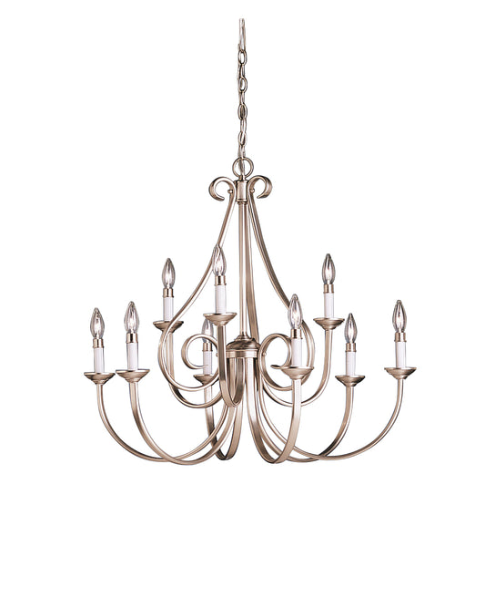 Dover Nine Light Chandelier in Brushed Nickel