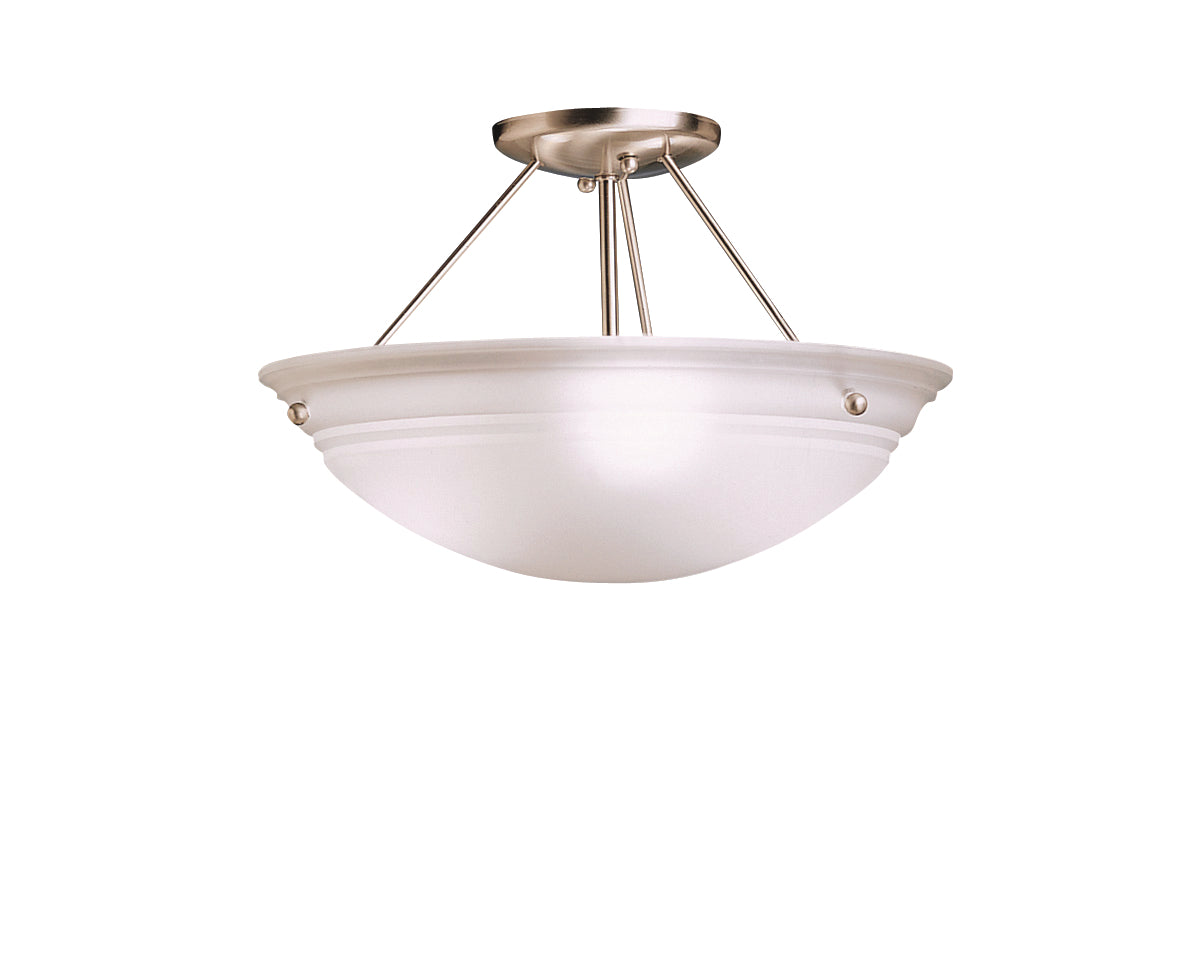Cove Molding Top Glass Three Light Semi Flush Mount in Brushed Nickel