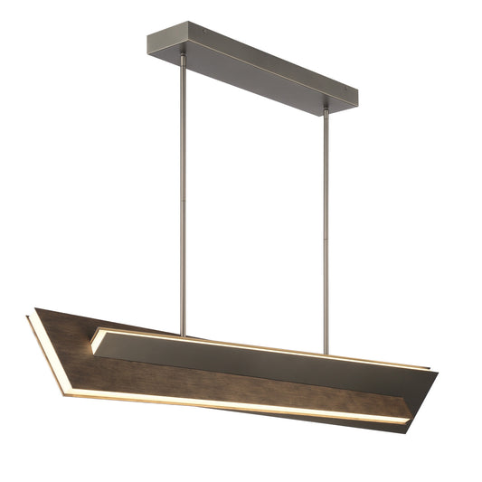 George Kovacs - P1649-895-L - LED Island Pendant - Intersezioni - Midnight Iron And Faux Walnut