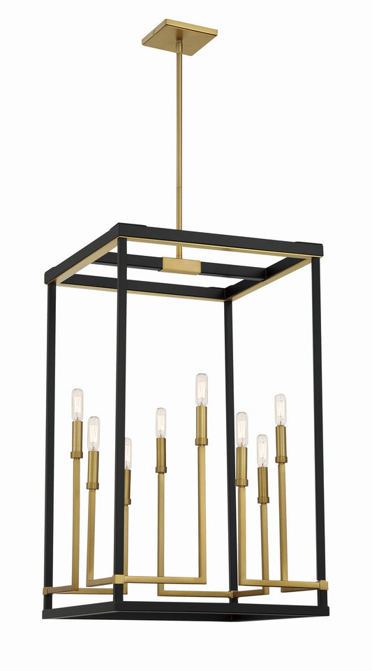 UNION ESTATES Eight Light Pendant in Coal And Soft Brass