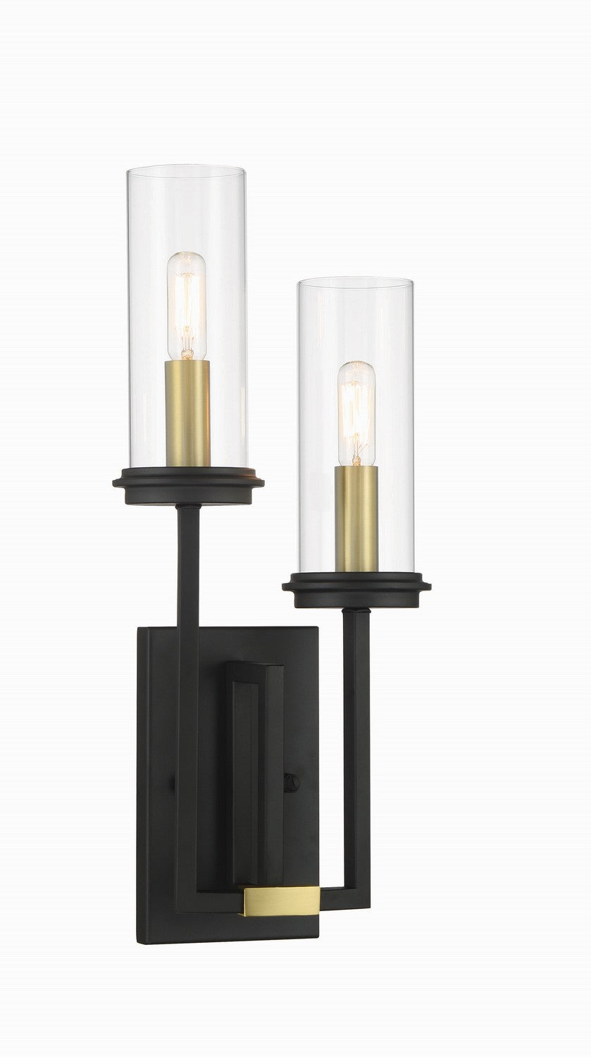 Hillstone Two Light Wall Sconce in Sand Coal And Soft Brass